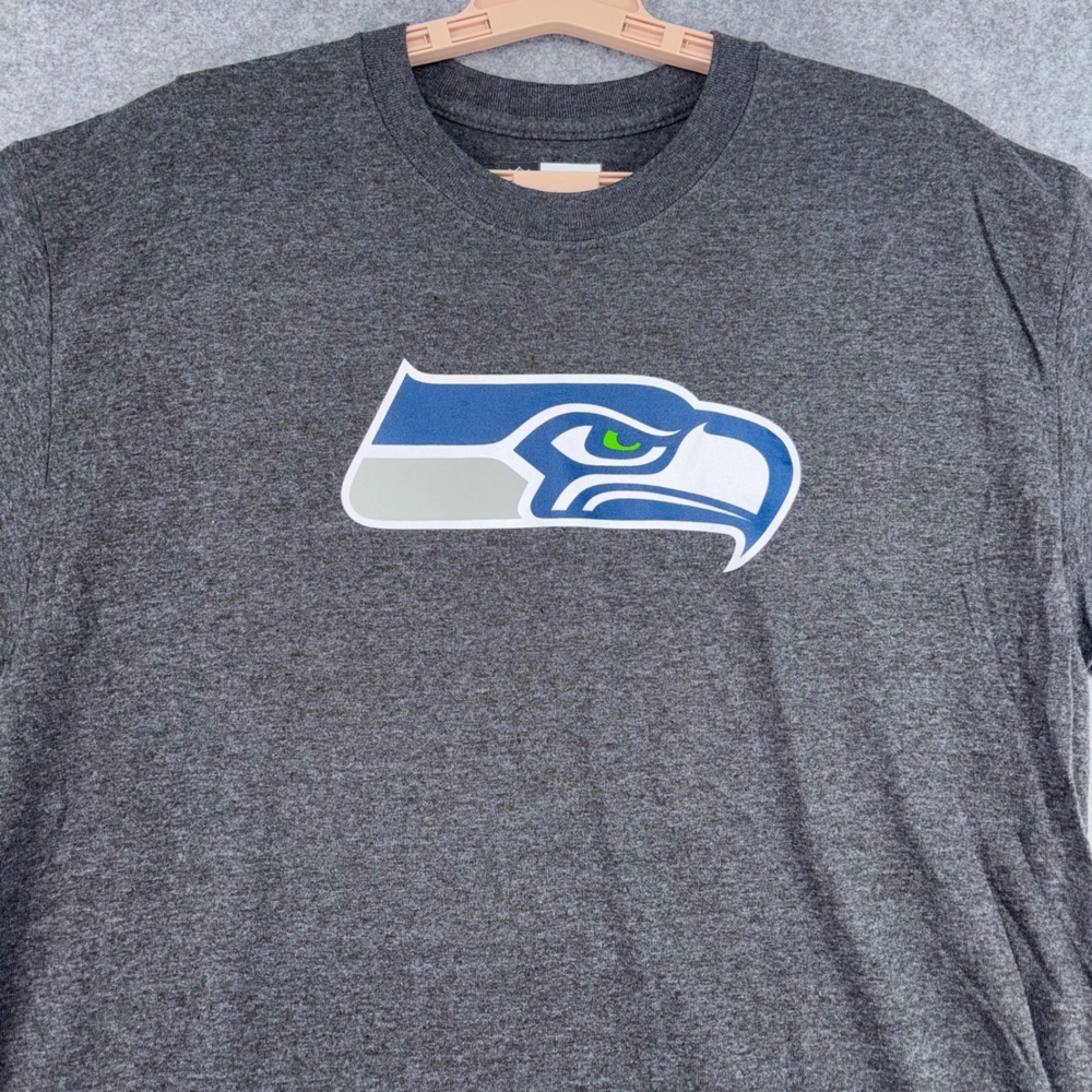 NFL Team Apparel Seattle Seahawks T-Shirt Mens Large Charcoal Grey Logo Tee NEW